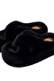 Black Faux Fur Flip Flop Slippers - 2