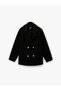 Long Sleeve Double-Breasted Button Boucle Coat with Pockets - 4