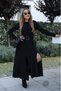 New Season Relaxed Fit Long Sleeve Dress Crew Neck Ring Detail Viscose