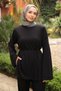 Black Waist-Tie Tunic with Pants Modal Set - 6