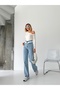 Ice Cream Color with Belt Collar and Wide Legs - 9