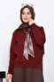 Angora Soft Sweater with Burgundy Scarf Detail - 3