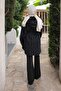 Black Hooded Laser Cut Denim Jacket - 2