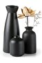 Ceramic Vase Set of 3 - Matte Black, Minimalist Boho