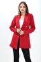 Women's Red Double-Breasted Gold Buttoned Blazer Jacket Shoulder Shoulder Pad Pieces - 2