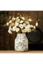 Vintage Ceramic Floral Vase, Green and White Chinoiserie - 7.8 Inch