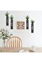 Wood Wall Planter 4 Pack - Farmhouse Pine Pocket Wall Vases (Black) - 6