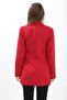Women's Red Double-Breasted Gold Buttoned Blazer Jacket Shoulder Shoulder Pad Pieces - 3