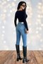 Women's V-Neck Gold Detailed Long Sleeve Blouse – Black, Coffee, White, Burgundy 10136 - 5