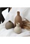 Ceramic Vase Set of 3 - Rustic Farmhouse Decorative Pottery Vases for Pampas Grass, Brown - 5