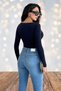 Women's V-Neck Gold Detailed Long Sleeve Blouse – Black, Coffee, White, Burgundy 10136 - 3