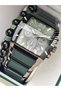 Men's Watch, Steel-Silicone Band, Functions Active, Green Color, with Calendar, in Stylish Box, Bracelet Gift