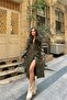 Women's Collar Detachable Fur Detailed Buttoned Leather Trench Coat Nbstr1001 - 4