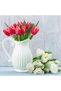 White Ceramic Pitcher Vase - Vintage Farmhouse Pitcher for Flowers - 6
