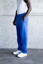Men's Stitching Detailed Loose Fit Sweatpants Light Blue - 2