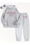 Unisex Gray Printed Hooded Sweatshirt and Jogger Sweatpants - Bottom Top Set