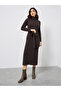 Brown Long Sleeves Sweater Maxi Dress - 2