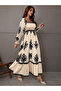 Women Beige Printed Square Neck Maxi Dress - 4