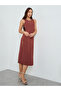 Women Brown Sleeveless A-Line Midi Dress - 3