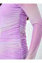 Purple Square Neck Bodycon Midi Dress - 3