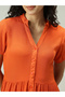 Orange Button Down Tiered Midi Dress - 2