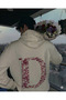 Kiss Design Lettered Oversized Hooded Sweatshirt Hoodie