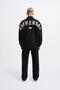 Men's Felt Badge Zip Polo Sweatshirt Black - 5