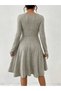 Women Ribbed Knit A-Line Knee-Length Dress - 2