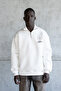 Men's Flower Embroidered High Neck Sweatshirt Ecru - 2