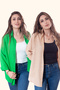 Women's Oversized Cotton Linen Cream - Green Shirt