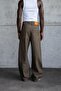Men's Oversized Baggy Jean Trousers Khaki - 3