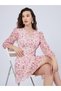 Pink Floral Print Mini Dress - 6