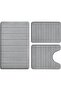 Bathroom Rug Set Memory Foam Non-Slip Absorbent Machine Washable Grey, 3 Pieces