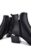 Women's Black Leather Heeled Boots - 5