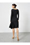 Black Cut-Out Yoke Knee Length Dress - 4