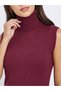 Burgundy Sleeveless Midi Sweater Dress with Fringed Cape - 4