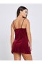 Ribbed Velvet Contrast Lace Trim Slip Dress with Robe - 6
