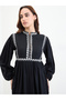 Black Floral Print Knee Length Dress - 3