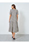 Leopard Print Round Neck Tiered Midi Dress - 4