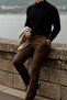 Men's High Neck Casual Black Knit Sweater - 3