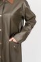 Women's Winter Khaki Adell Leather Long Overcoat Trench Stylish Daily Comfortable 2631 - 3