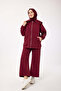 6084 - Stylish Comfortable Cotton Wide Collar, Stone Detailed Pants Long Jacket Set - 2