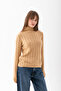 Turtleneck Knitwear Women's Sweater – Fit Striped Winter Sweater |   100% Wool - Soft Textured Sweater - 5