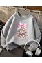 Christmas Tree Print Detailed Crew Neck Sweatshirt