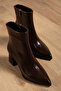 Bitter Brown Patent Leather Heeled Boots - 3