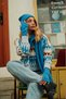 Women's Knitwear Scarf & Beanie & Gloves Three-Piece Set Blue 26W5006 - 5