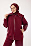 6084 - Stylish Comfortable Cotton Wide Collar, Stone Detailed Pants Long Jacket Set - 6