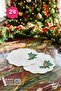 Luxury Embroidered Cocktail Coffee Serving Tray Napkin Mini Placemat Christmas Pine Cone 2 Pieces