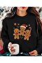 Cingerbread Cookies Print Detailed Crew Neck Sweatshirt