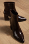 Bitter Brown Patent Leather Heeled Boots - 2